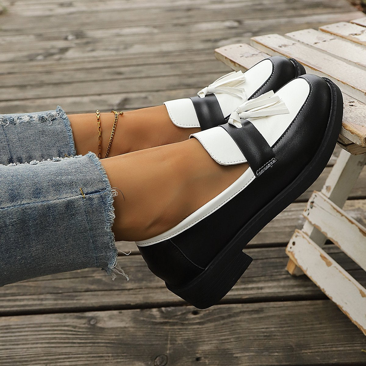 Fall Chunky Loafers for Women - British Style Slip On Oxford Shoes