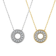 Dual Tone Moissanite Pave Necklace, S925 Sterling Silver, Adjustable 40-45cm Chain