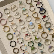 Stunning Beaded Ring for Women - Handmade Elastic Stacking Ring