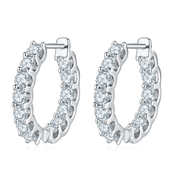 Sterling Silver Moissanite Hoop Earrings 20mm Pave D Color VVS1