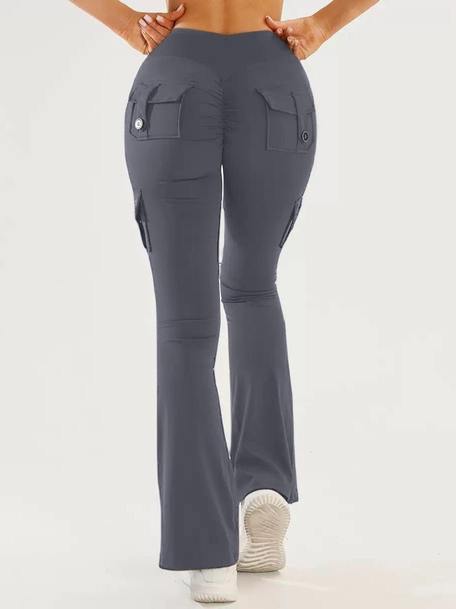 Flared Yoga Pants for Women - Multi-Pocket Sports Fitness Pants