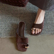 Elegant Square Toe Sandals with Metal Buckle