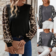 Leopard Print Long Sleeve Crew Neck Tee