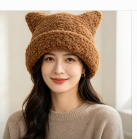 Cozy Plush Cat Ears Knit Hat