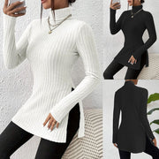 Plus-Size High-Neck Pullover Slim Fit Shirt