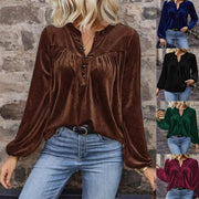 Women's Elegant V-Neck Long Sleeve Pullover Top