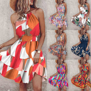 Independent Station Wish Amazon Explosions Summer Fashion Sexy Shoulder Neck Women's Dress Women