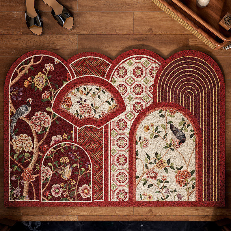 Chinese Retro Cut-to-Fit Entry Doormat - Washable, Elegant Floral Designs