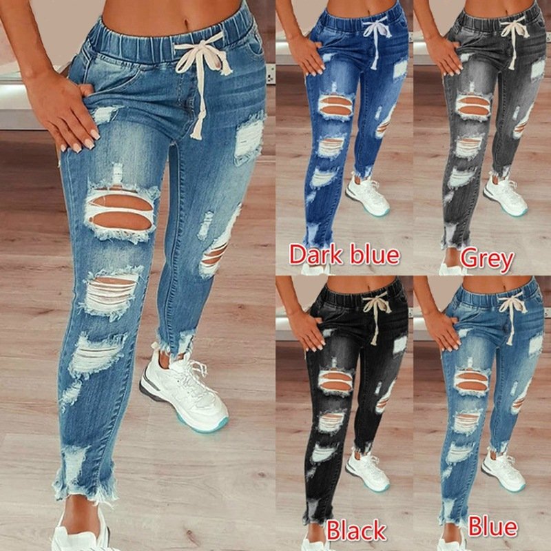 High-Rise Distressed Denim Jeans for Women