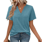 Relaxed Summer Tee for Women - Deep V-Neck & Slim Fit