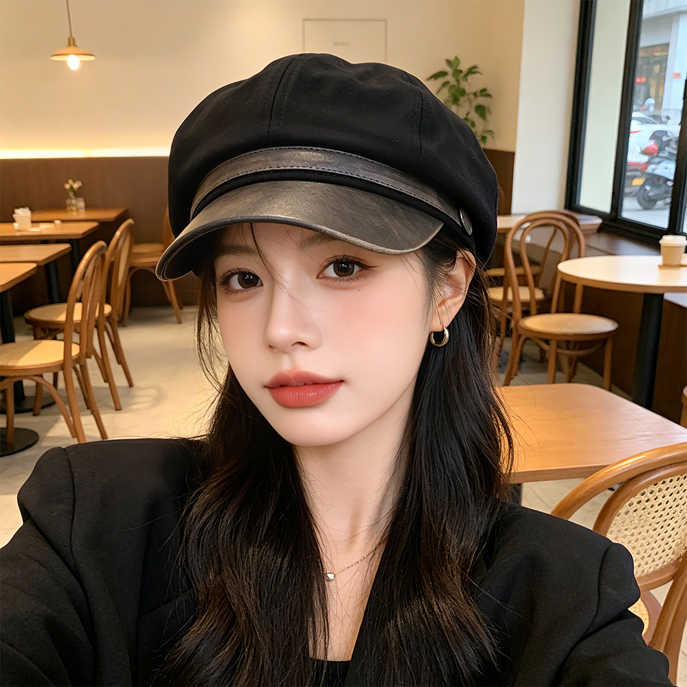 Retro Newsboy Hat with Leather Buckle