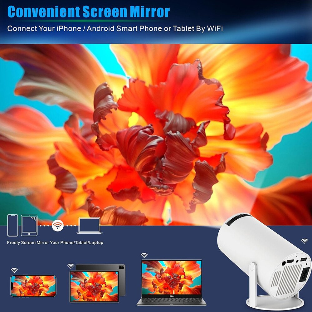 4K Home Theater Projector with Wi-Fi, Bluetooth, and Android OS