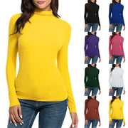 Casual Long Sleeved High Neck Slim Fit Tee Top