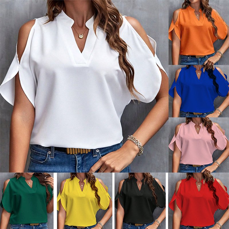 Summer V-Neck Off Shoulder Top