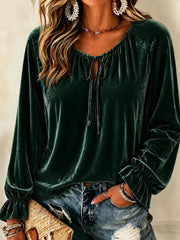 Velvet Long Sleeve Shirt Top for Women