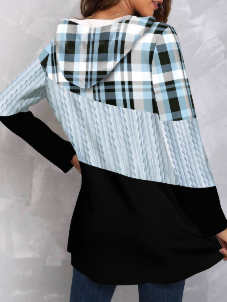 Women's Casual Hooded Digital Print Pullover Sweater