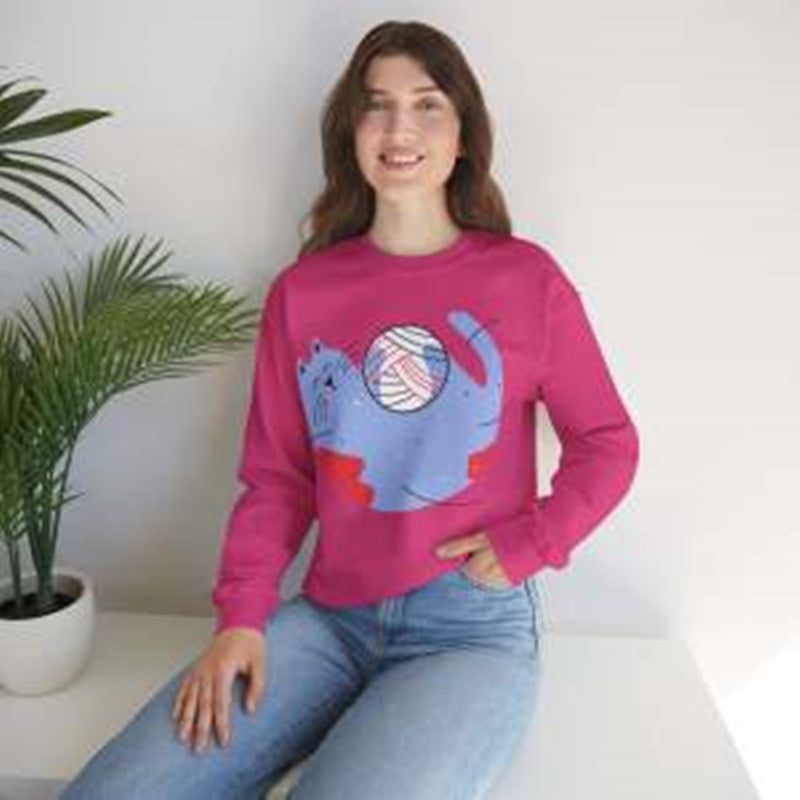 Chic Printed Round Neck Loose Sweatshirt for Women