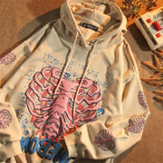 Cute Cartoon Print Casual Hoodie Coat for Women