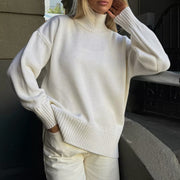 Simple and Casual Solid-color Pullover Knit Sweater