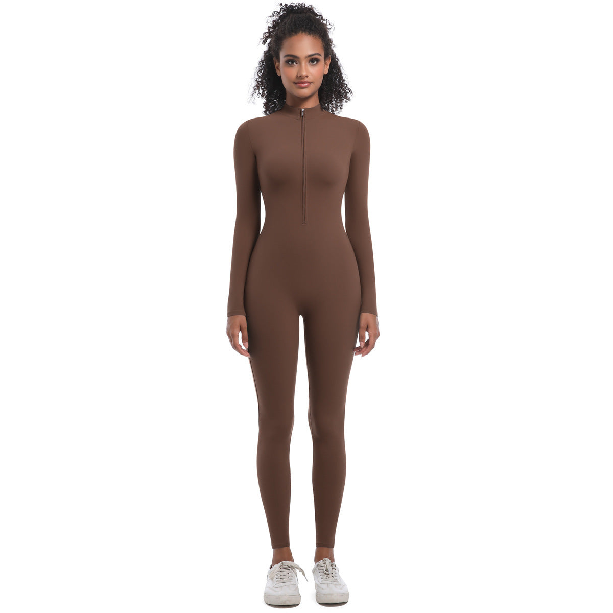 Women's Half-Zip Form-Fitting Workout Jumpsuit