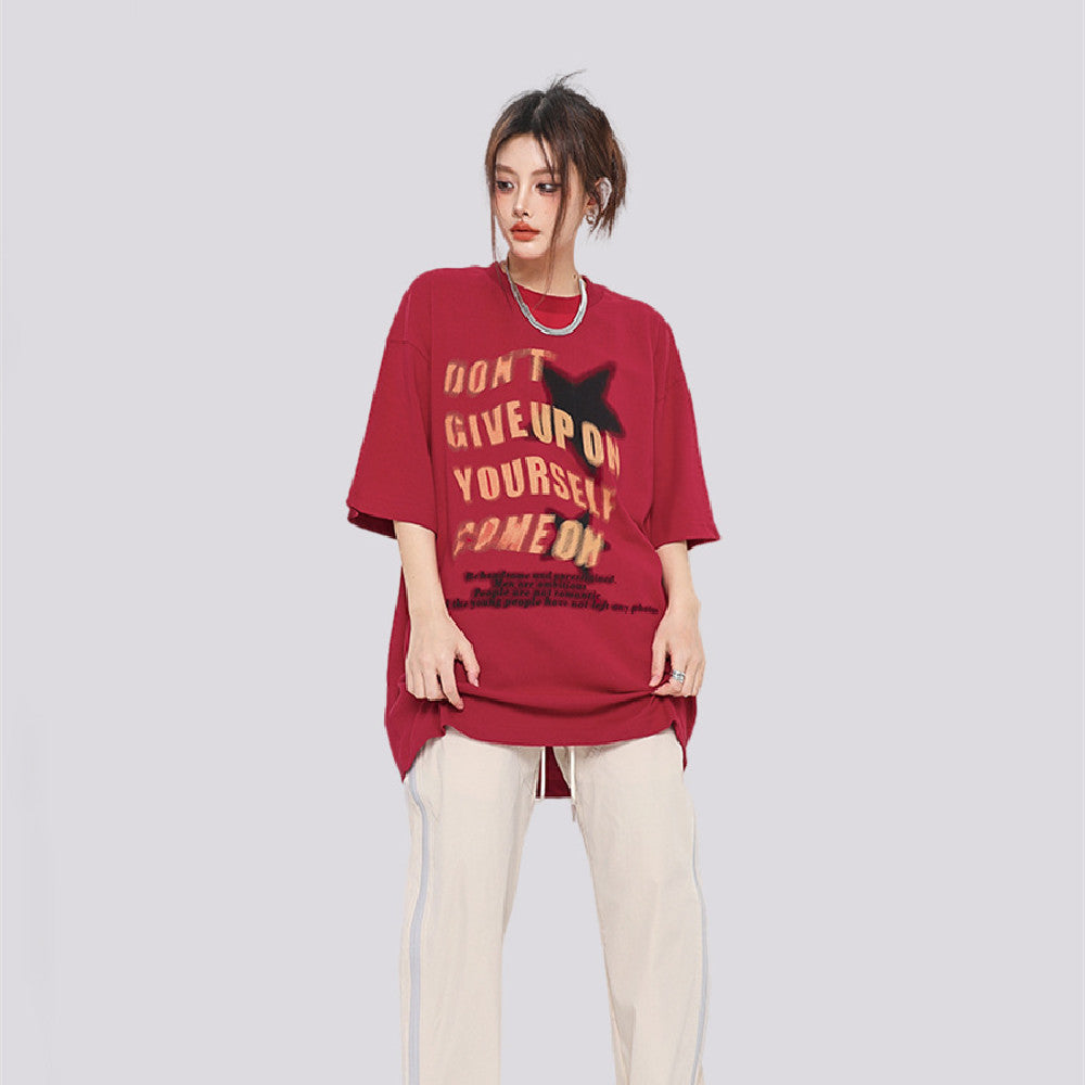 Men's Casual Cotton Round Neck Letter Print T-Shirt