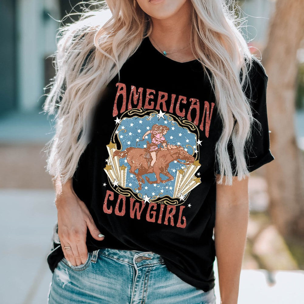 Women's 3D Digital Print Casual Round Neck Short Sleeve Top