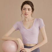 Pilates Short-Sleeve Workout Set with Chest Pad – Breathable, Flexible