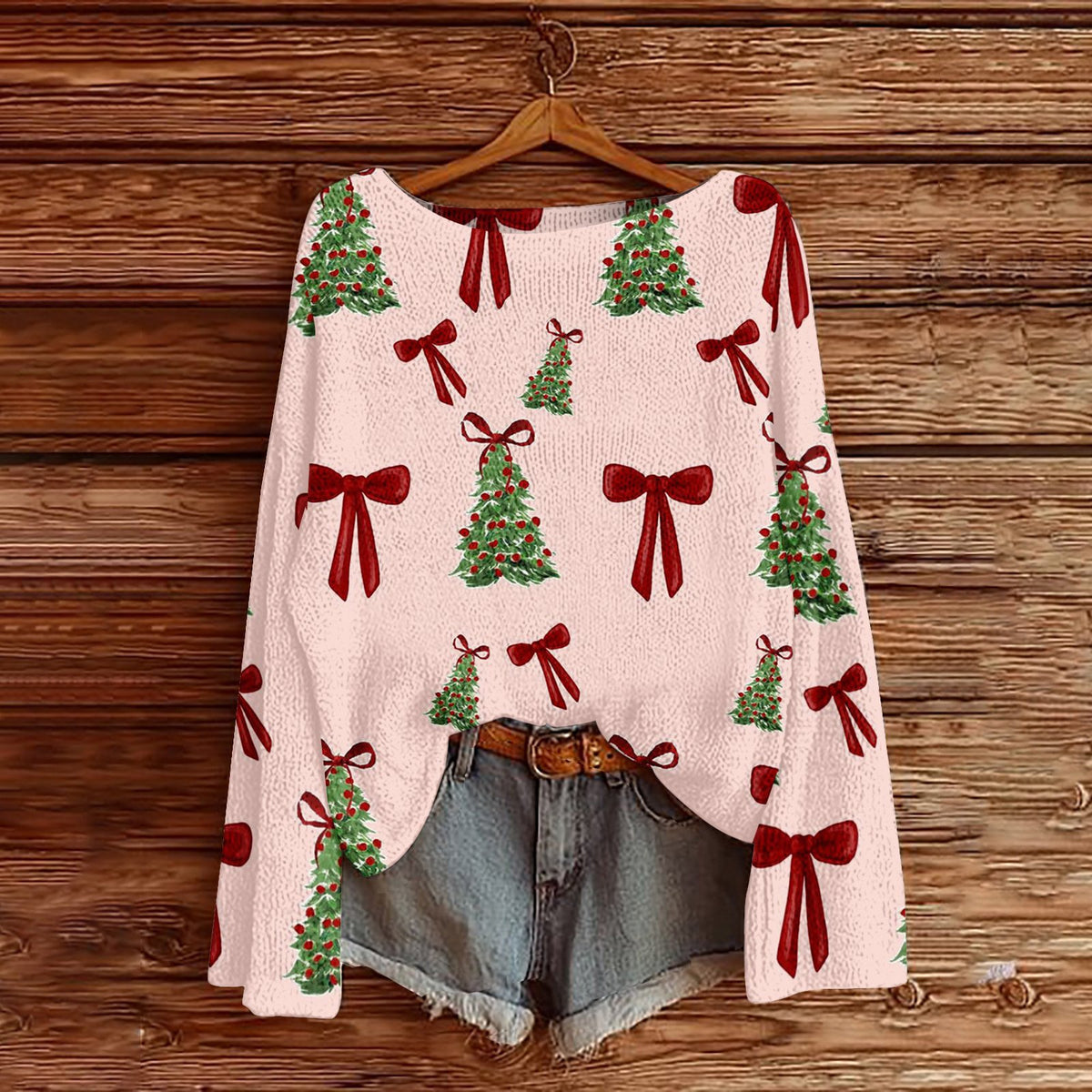 Off-the-shoulder Pullover Sweater with 3d Print