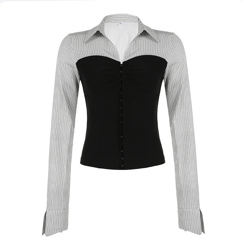 Lapel Breasted Cardigan Long Sleeve Shirt
