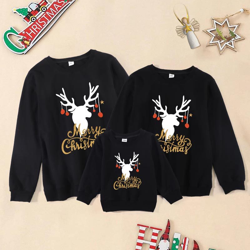 Matching Family Christmas Elk Print Sweatshirts