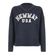 Casual V-Neck Letter Print Dralon Sweater