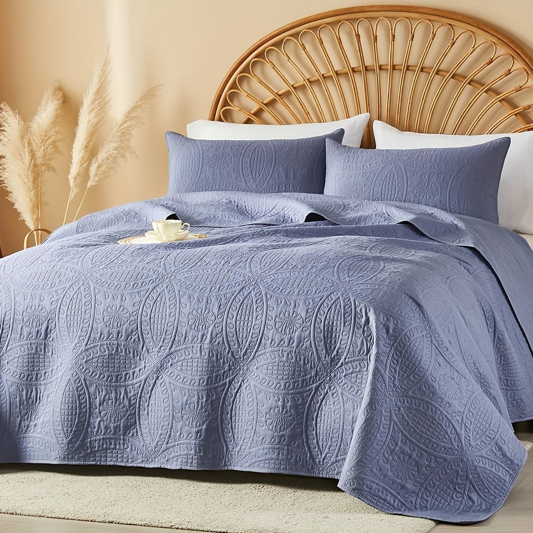 2/3pcs Quilt Set Bedspreads - Soft Cool & Refreshing Summer Quilt Lightweight Microfiber Bedspread - Modern Style Coin Pattern Coverlet For All Seasons - Gifts For The Family