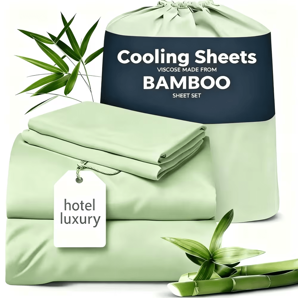 Cooling Bamboo Fiber Sheet Set – 4 Piece, 16‑Inch Extra‑Deep Pocket, Twin/Full/Queen/King Sizes