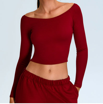 Autumn And Winter Women's Yoga Clothes Off-neck Sports