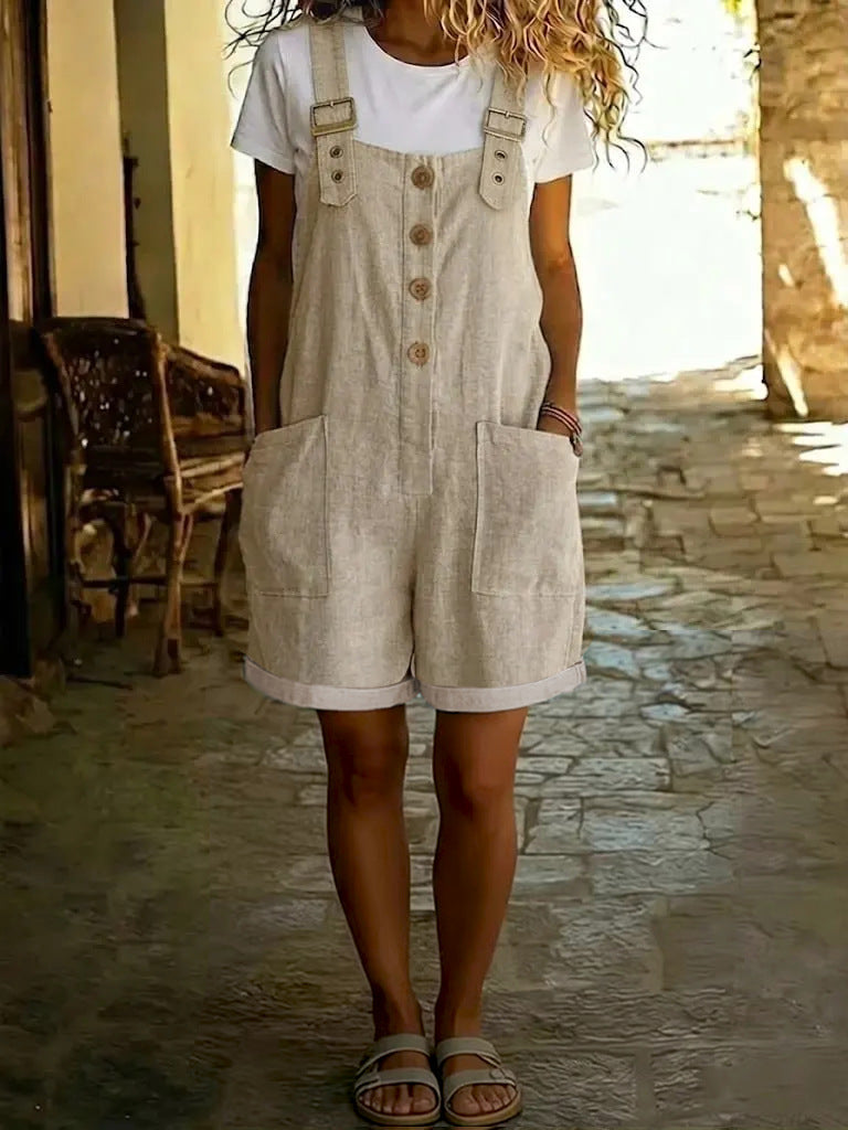 Retro Pocket Straight-Leg Overalls for Women