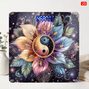 Flat Weight Scale for People with Yin‑Yang Floral Cosmic Design, Max 400 lb / 180 kg, LB & KG Units