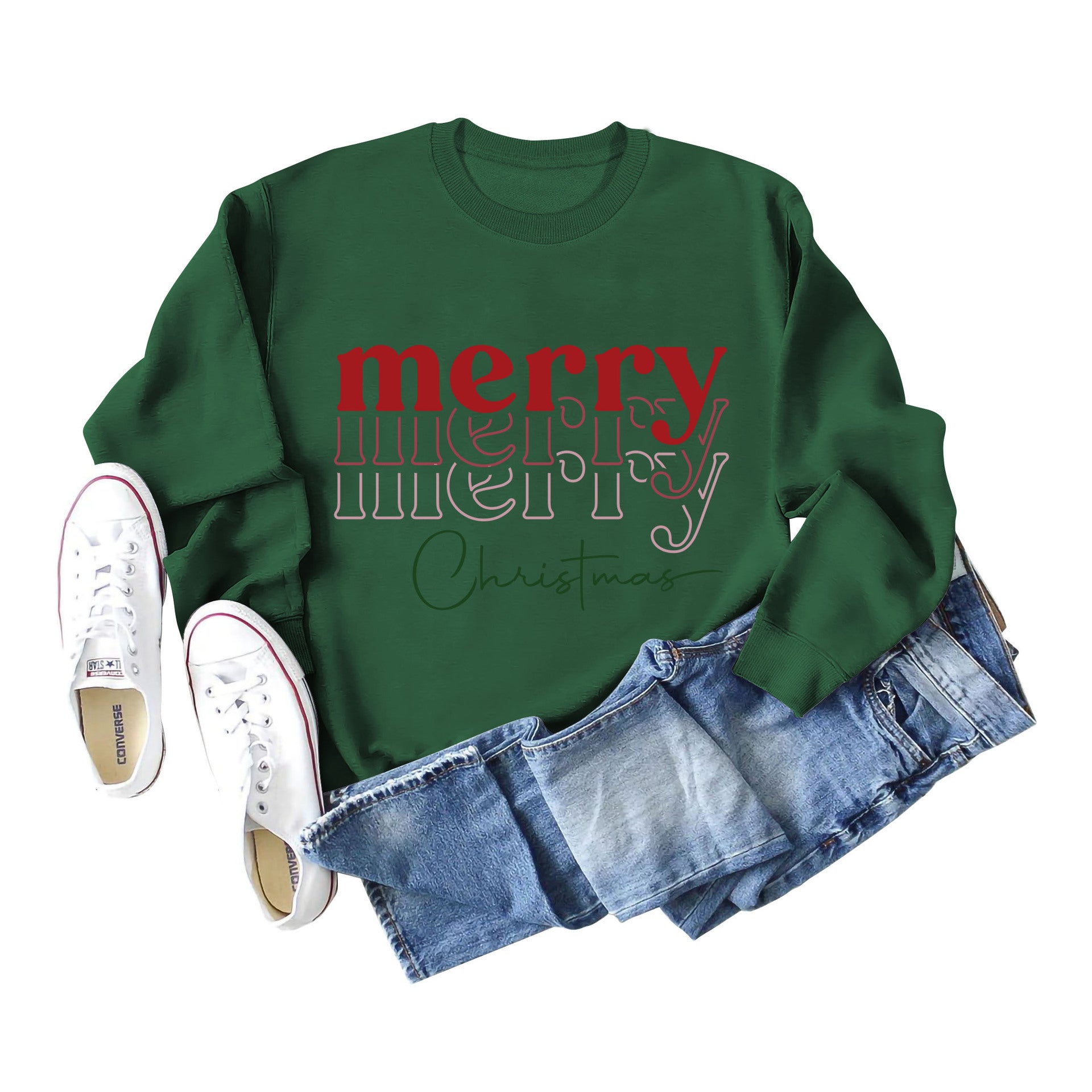 Women's Festive Letter Print Christmas Long Sleeve Sweater