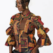 Manyara Women's African Print Peplum Blouse