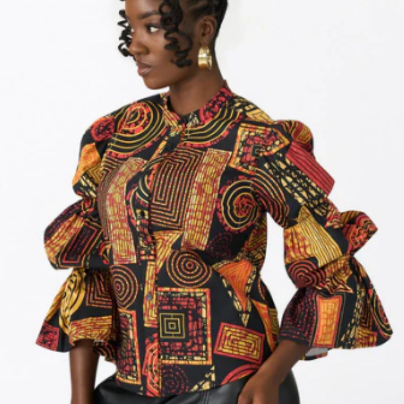Manyara Women's African Print Peplum Blouse