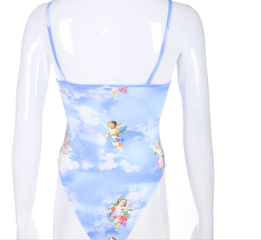 Angel Print Sexy Sleeveless Jumpsuit for Nightclub