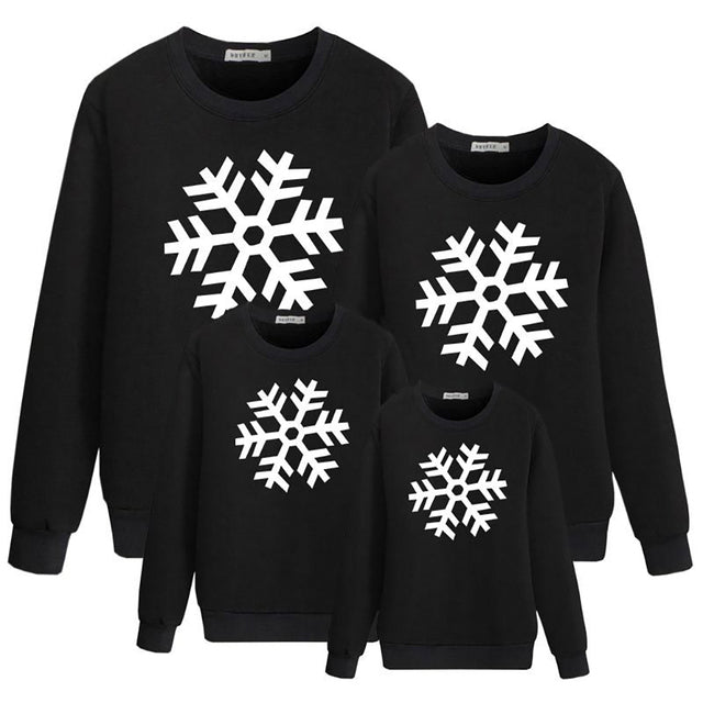 Matching Family Christmas Snowflake Sweatshirt Casual Holiday Top