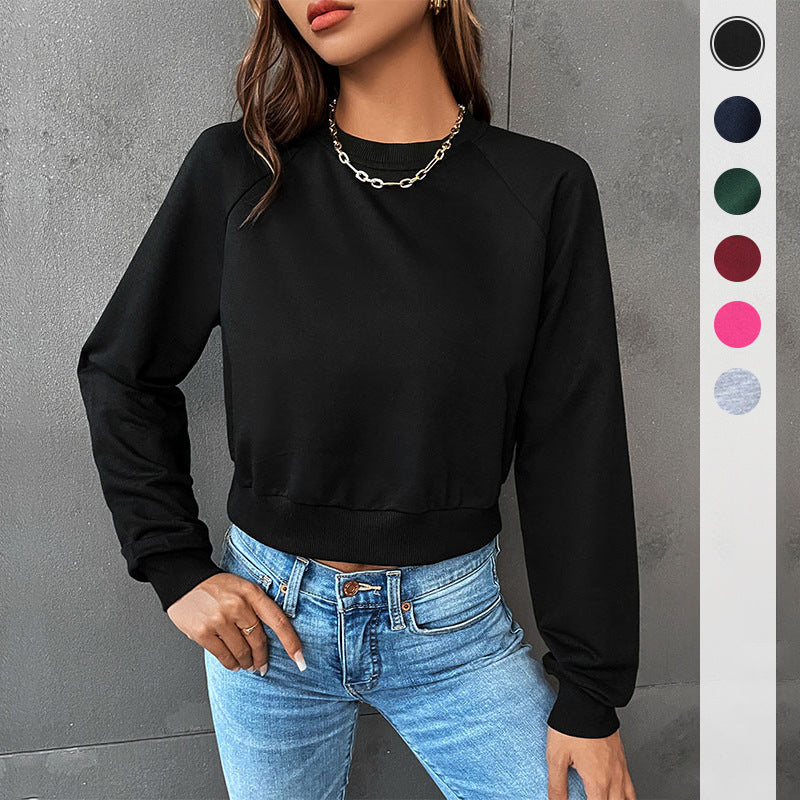 Women's Solid Long Sleeve Casual Pullover Hoodie