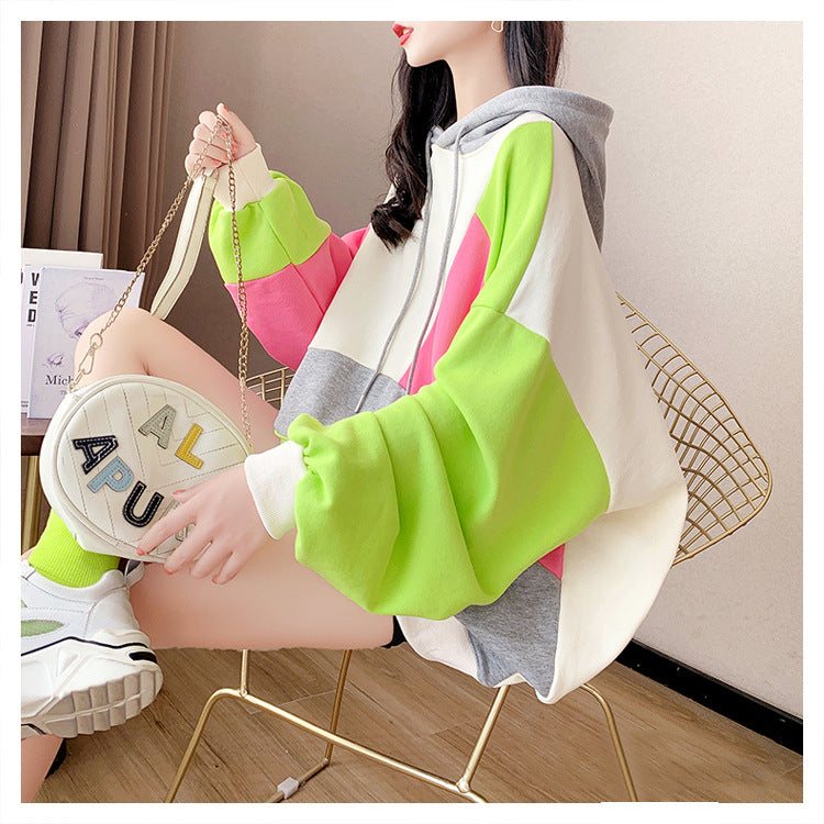 Cozy Color-Block Hooded Sweater for Women