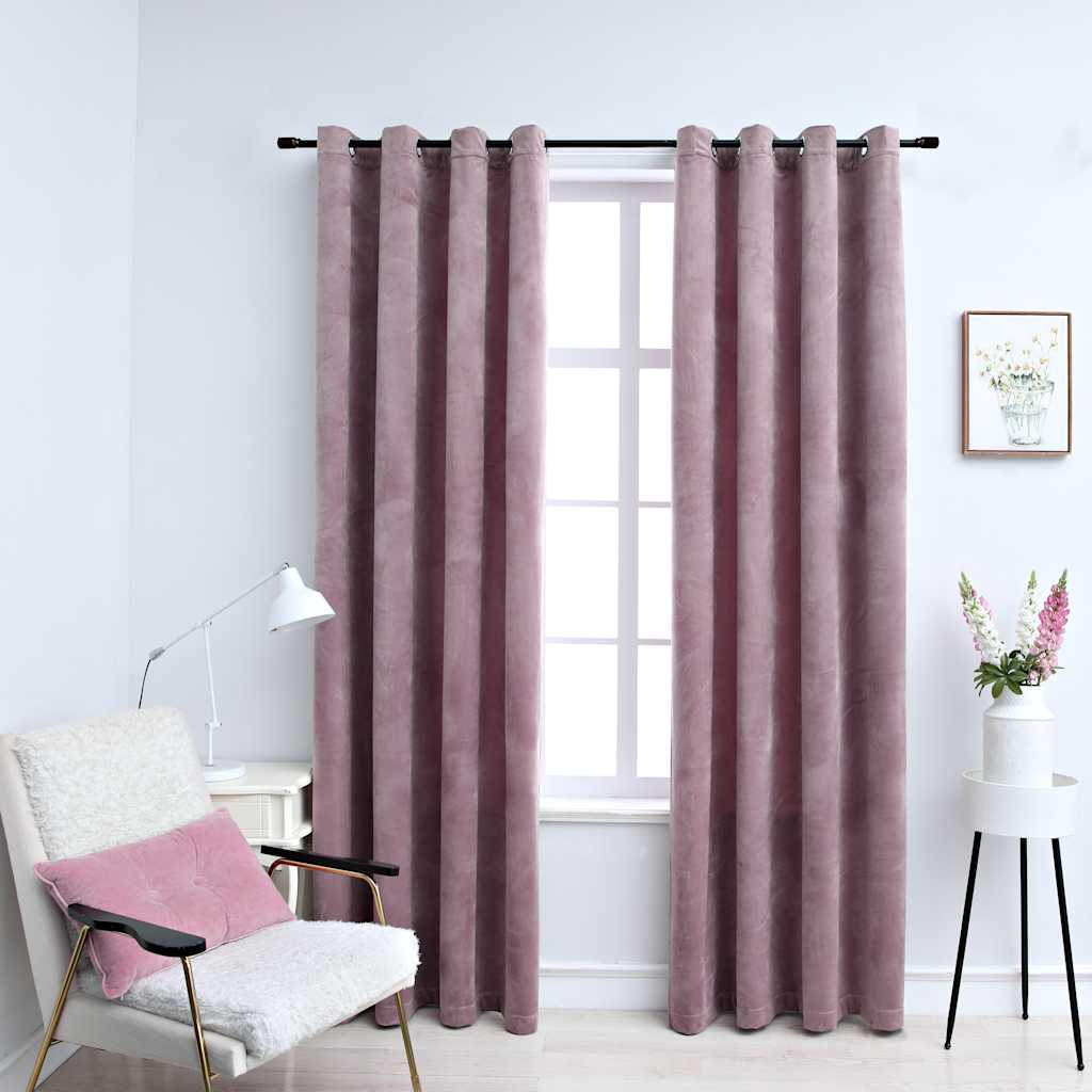 Blackout Curtains with Eyelets, 2 Pieces, Velvet