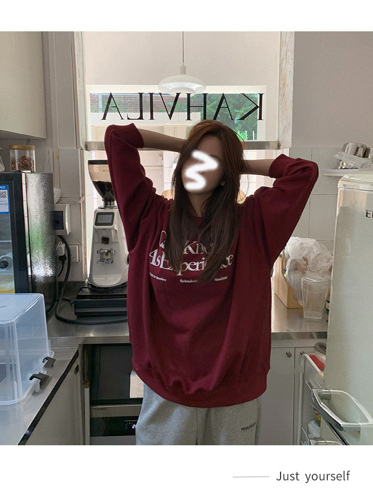 Fleece-Lined Vintage Casual Pullover Sweatshirt