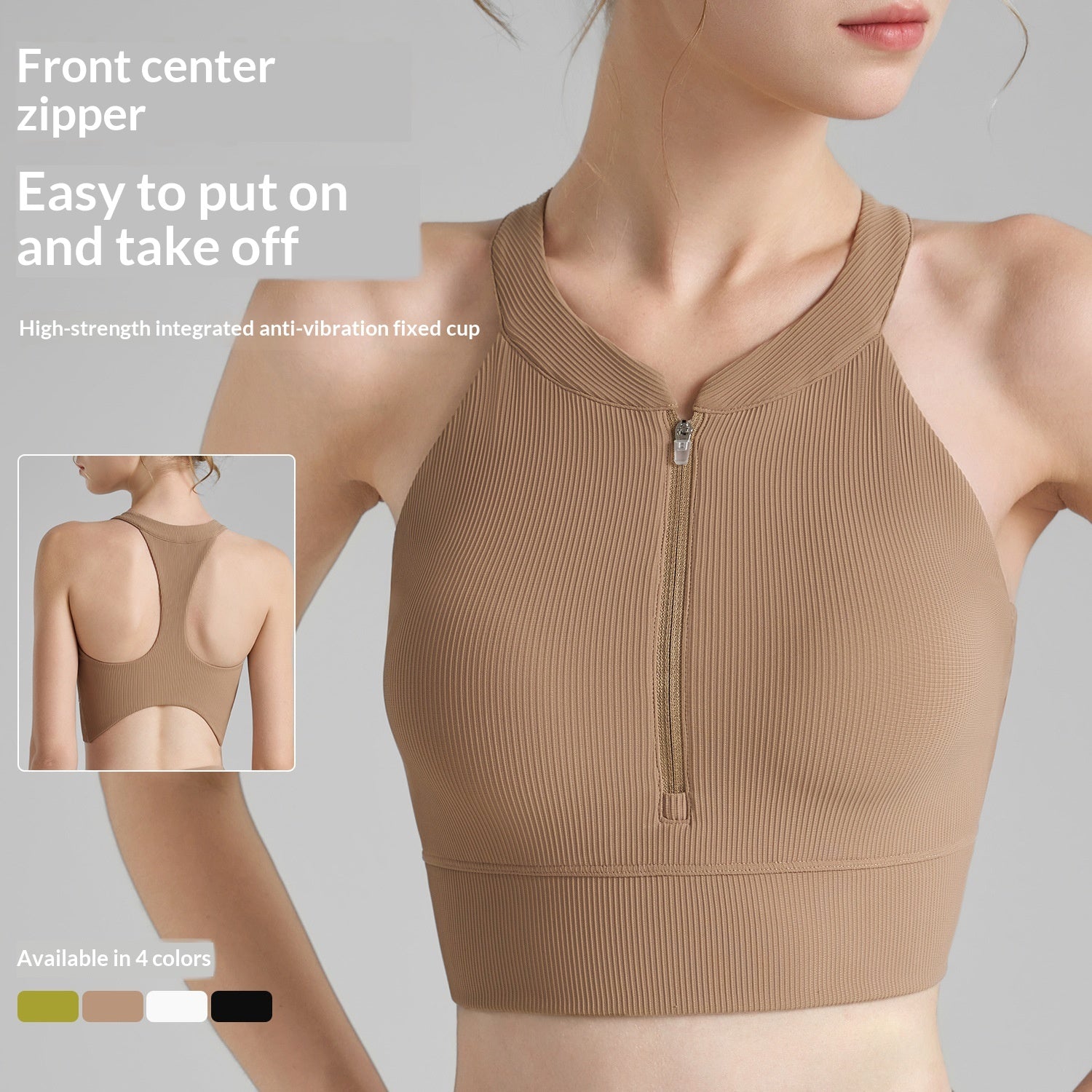 Ribbed Yoga Tank Top with Built‑In Bra – Seamless Support