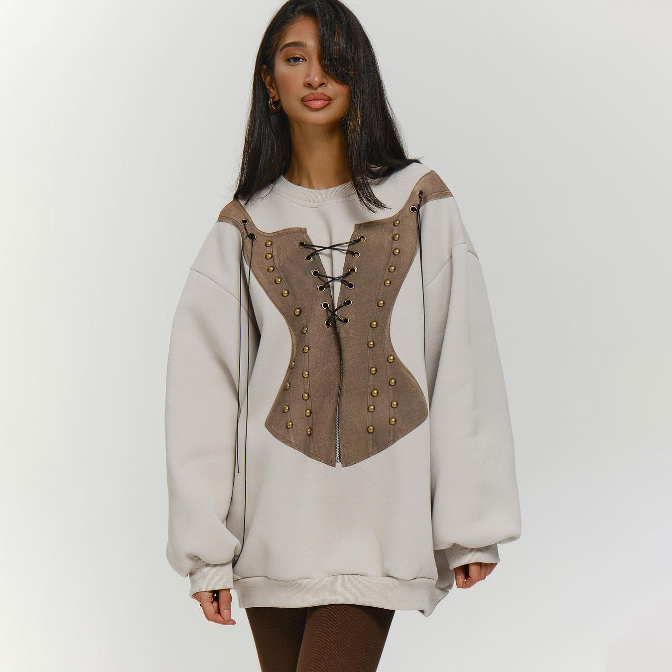 Cozy Colorblock Loose Casual Round Neck Sweater
