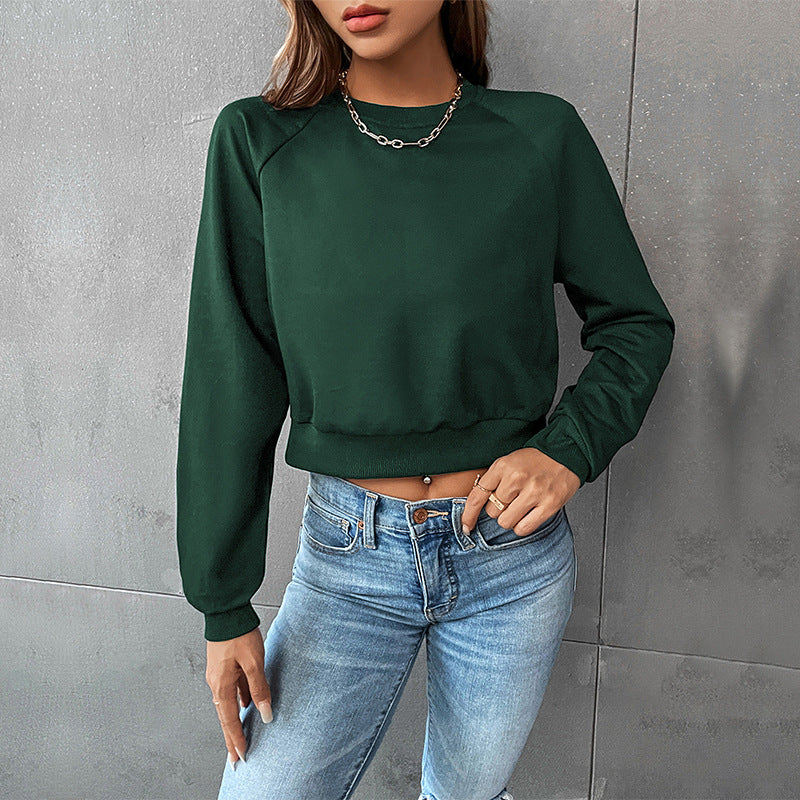 Women's Solid Long Sleeve Casual Pullover Hoodie