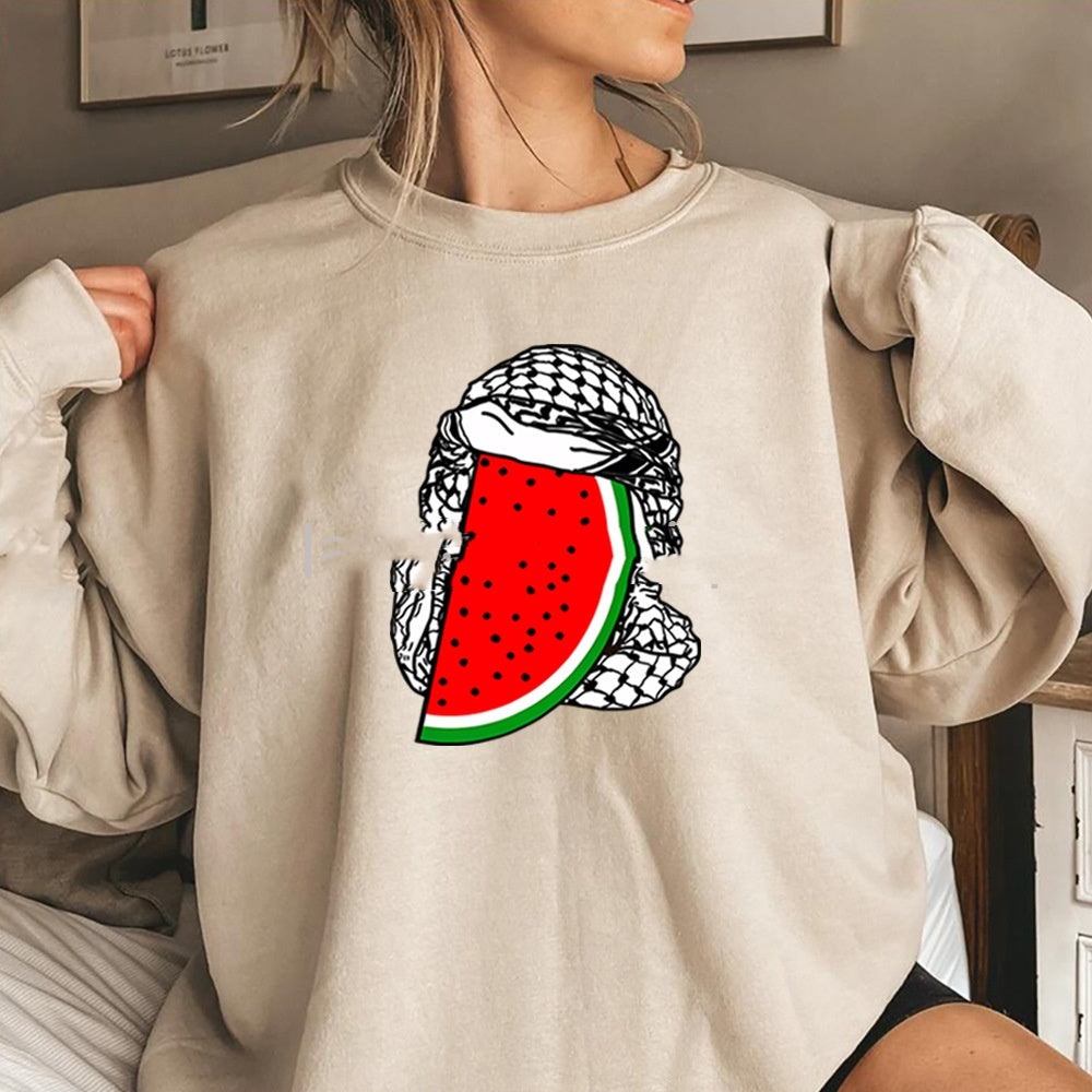 Women's Casual Watermelon Print Long Sleeve Pullover