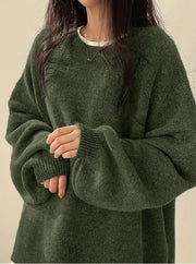Idle Style Retro Crew Neck Pullover Sweater